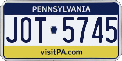 PA license plate JOT5745
