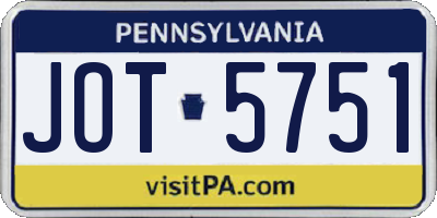 PA license plate JOT5751