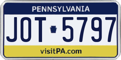 PA license plate JOT5797