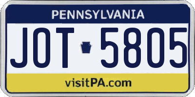PA license plate JOT5805