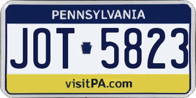 PA license plate JOT5823