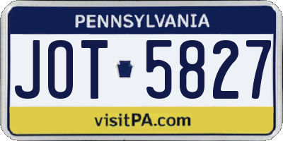 PA license plate JOT5827