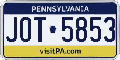 PA license plate JOT5853