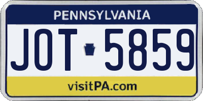 PA license plate JOT5859
