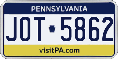 PA license plate JOT5862