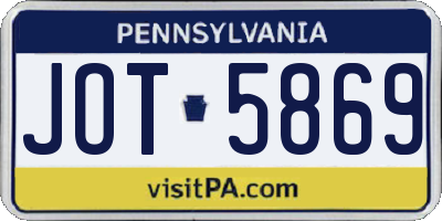 PA license plate JOT5869