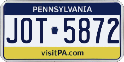 PA license plate JOT5872