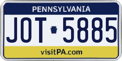 PA license plate JOT5885
