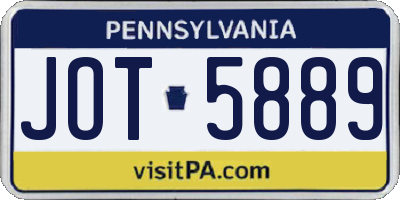 PA license plate JOT5889