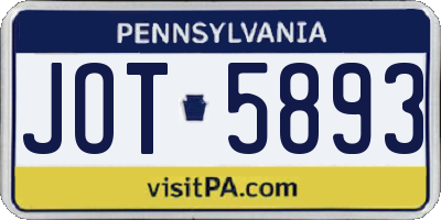 PA license plate JOT5893