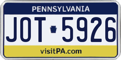 PA license plate JOT5926