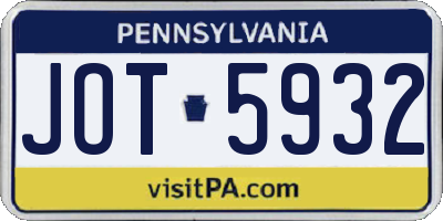 PA license plate JOT5932