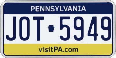 PA license plate JOT5949