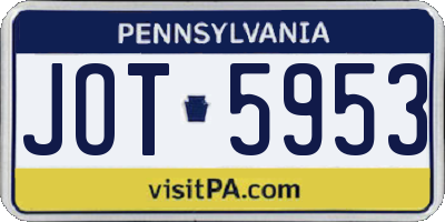 PA license plate JOT5953