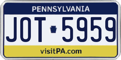 PA license plate JOT5959
