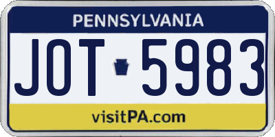 PA license plate JOT5983