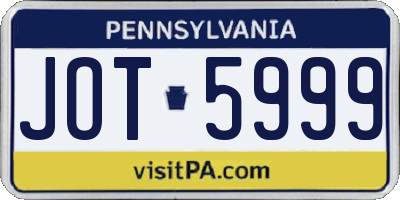 PA license plate JOT5999