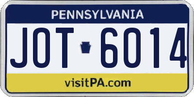 PA license plate JOT6014