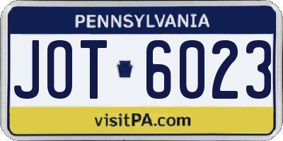 PA license plate JOT6023