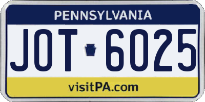 PA license plate JOT6025