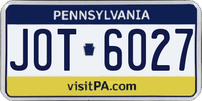 PA license plate JOT6027
