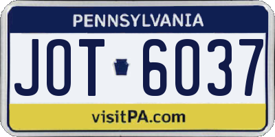PA license plate JOT6037