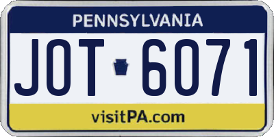 PA license plate JOT6071