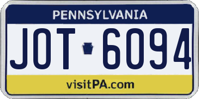 PA license plate JOT6094