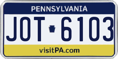 PA license plate JOT6103