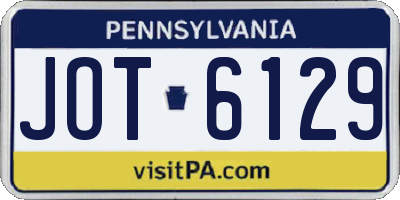 PA license plate JOT6129
