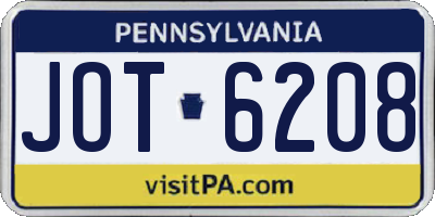 PA license plate JOT6208