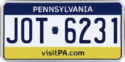 PA license plate JOT6231
