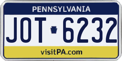 PA license plate JOT6232