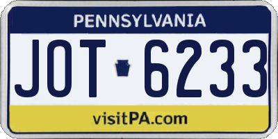 PA license plate JOT6233