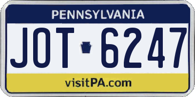PA license plate JOT6247