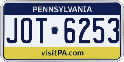 PA license plate JOT6253