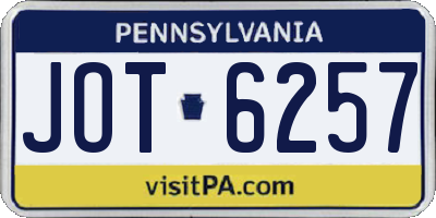 PA license plate JOT6257