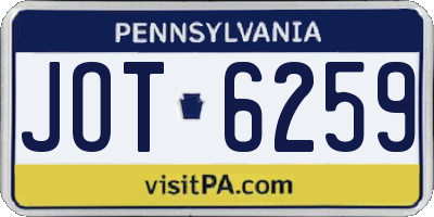 PA license plate JOT6259