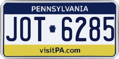 PA license plate JOT6285