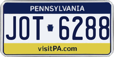 PA license plate JOT6288