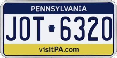 PA license plate JOT6320