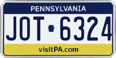 PA license plate JOT6324