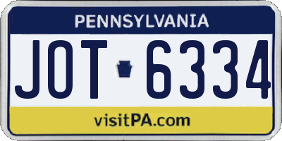 PA license plate JOT6334