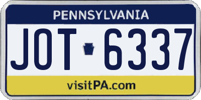 PA license plate JOT6337