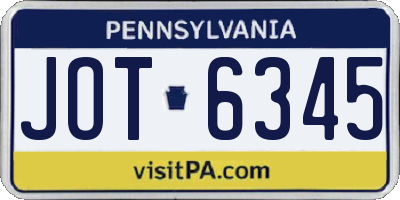 PA license plate JOT6345