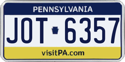 PA license plate JOT6357