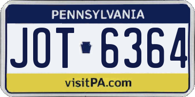 PA license plate JOT6364