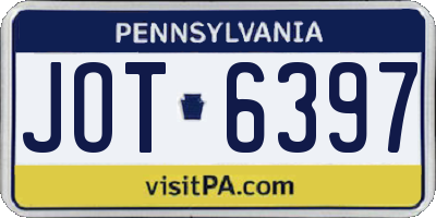 PA license plate JOT6397