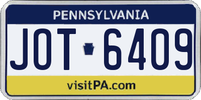 PA license plate JOT6409