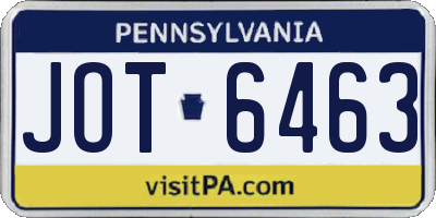 PA license plate JOT6463